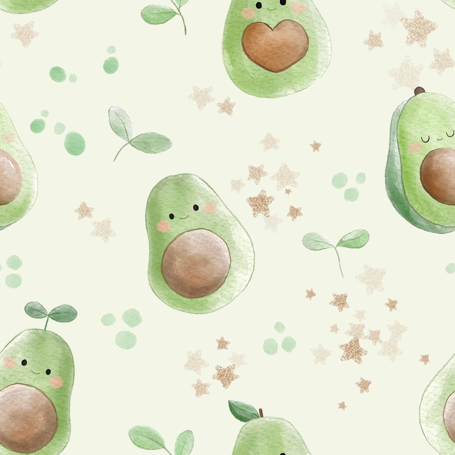 Pattern feature avocados with faces