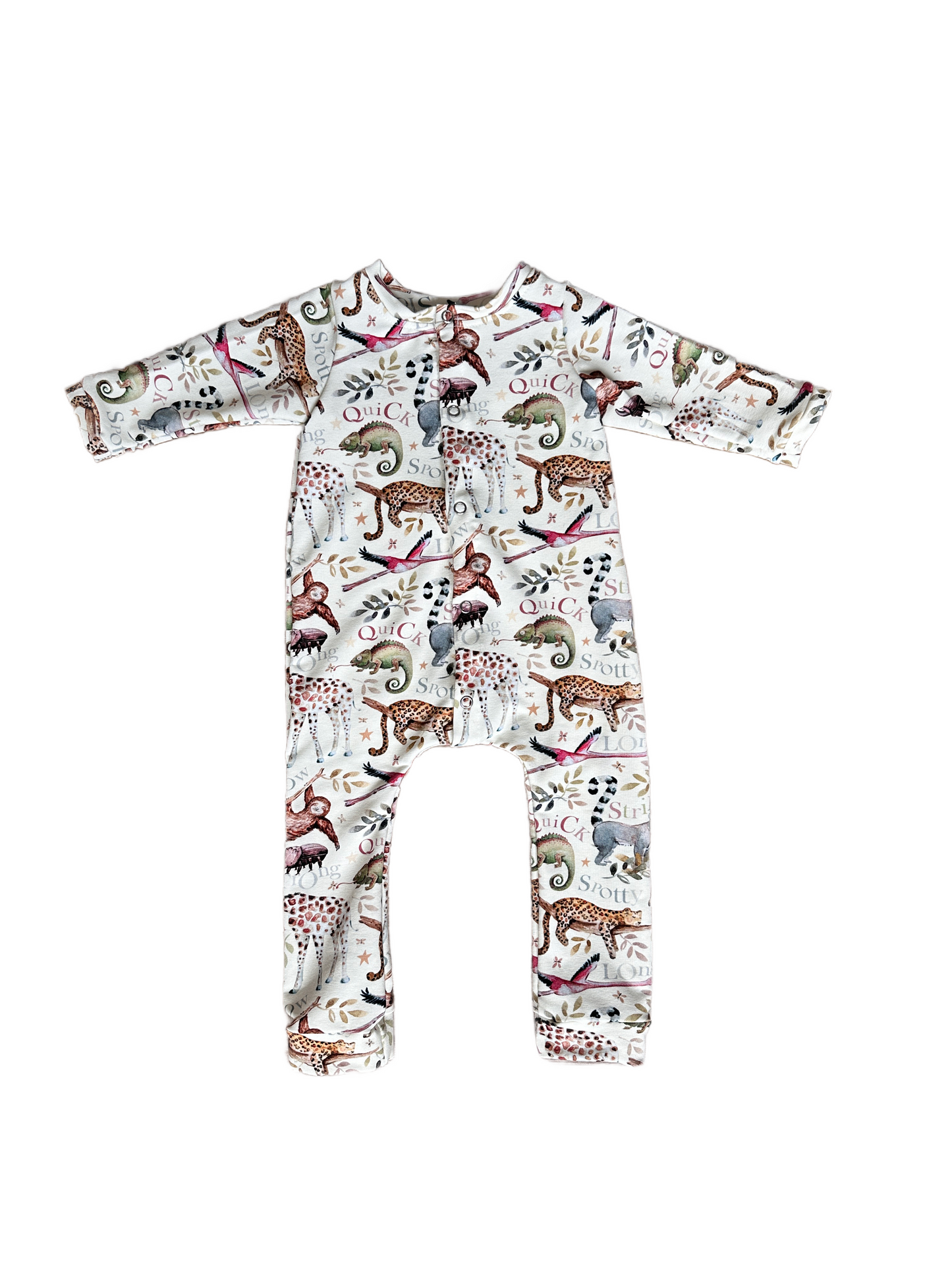 front opening romper safari animals