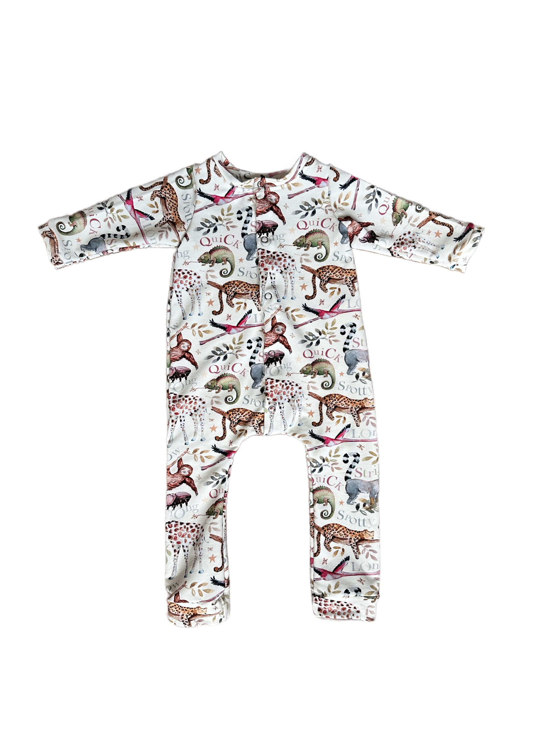 front opening romper safari animals