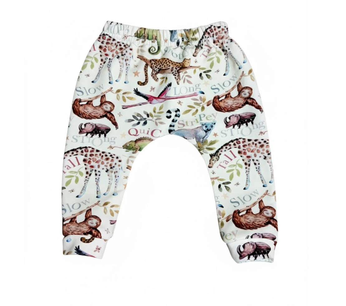 Children's leggings with animal pattern on a white background