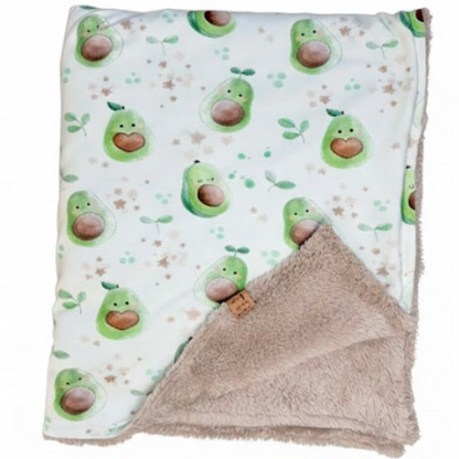 Fleece Baby Blanket with avocado pattern on a white background