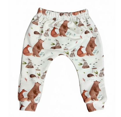Children's legging featuring a forest animal pattern