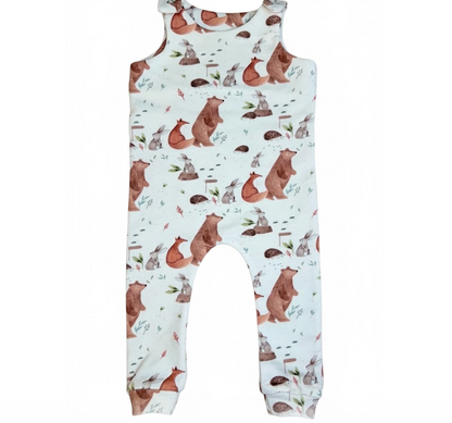 Baby romper with animal pattern on a white background